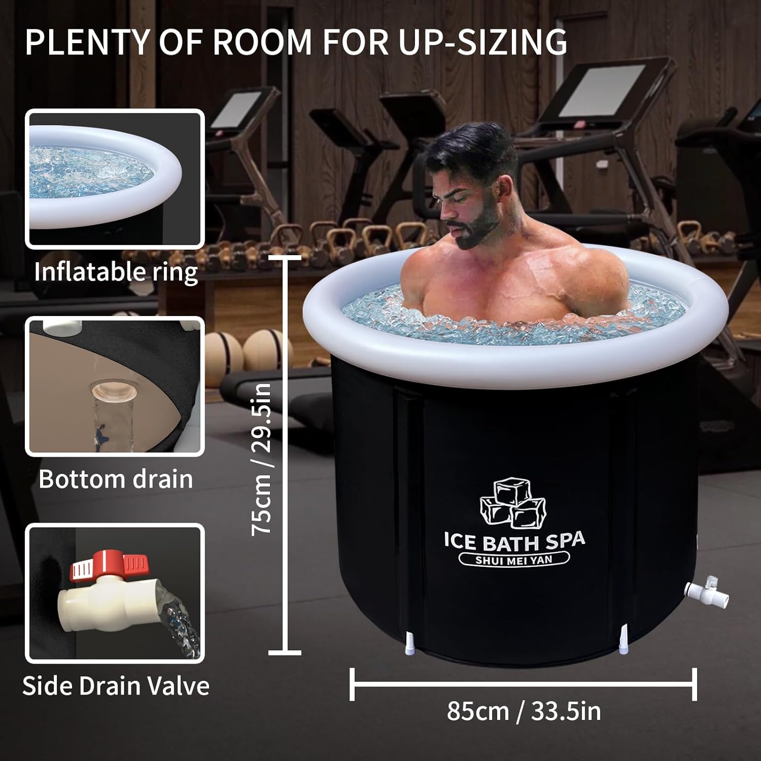 Bañera de hielo grande para atletas, bañera portátil independiente para adultos, bañera de terapia de agua fría para recuperación, bañera de