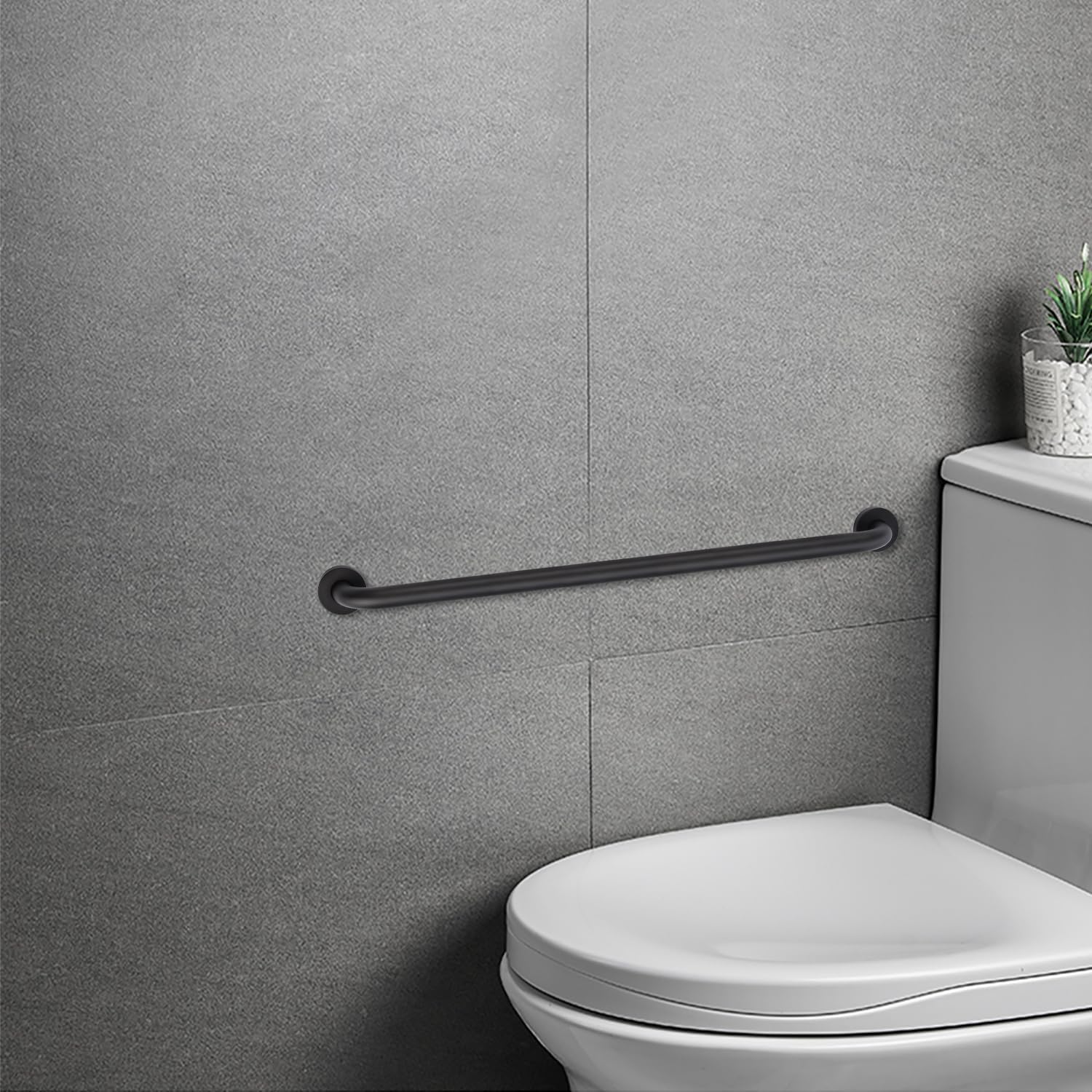 supregear Barras de agarre para baño, barra de seguridad de ducha negra de 28 pulgadas de largo, mango antideslizante de acero inoxidable 201 de