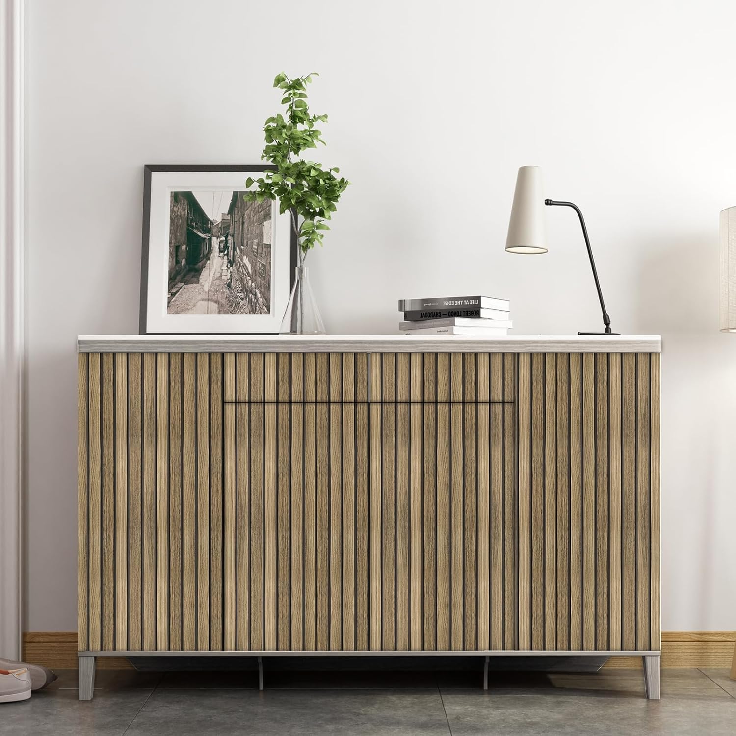 ConCus-T Papel tapiz de listones de madera, papel de contacto de madera sintética, autoadhesivo, extraíble, color marrón, para decoración de pared,