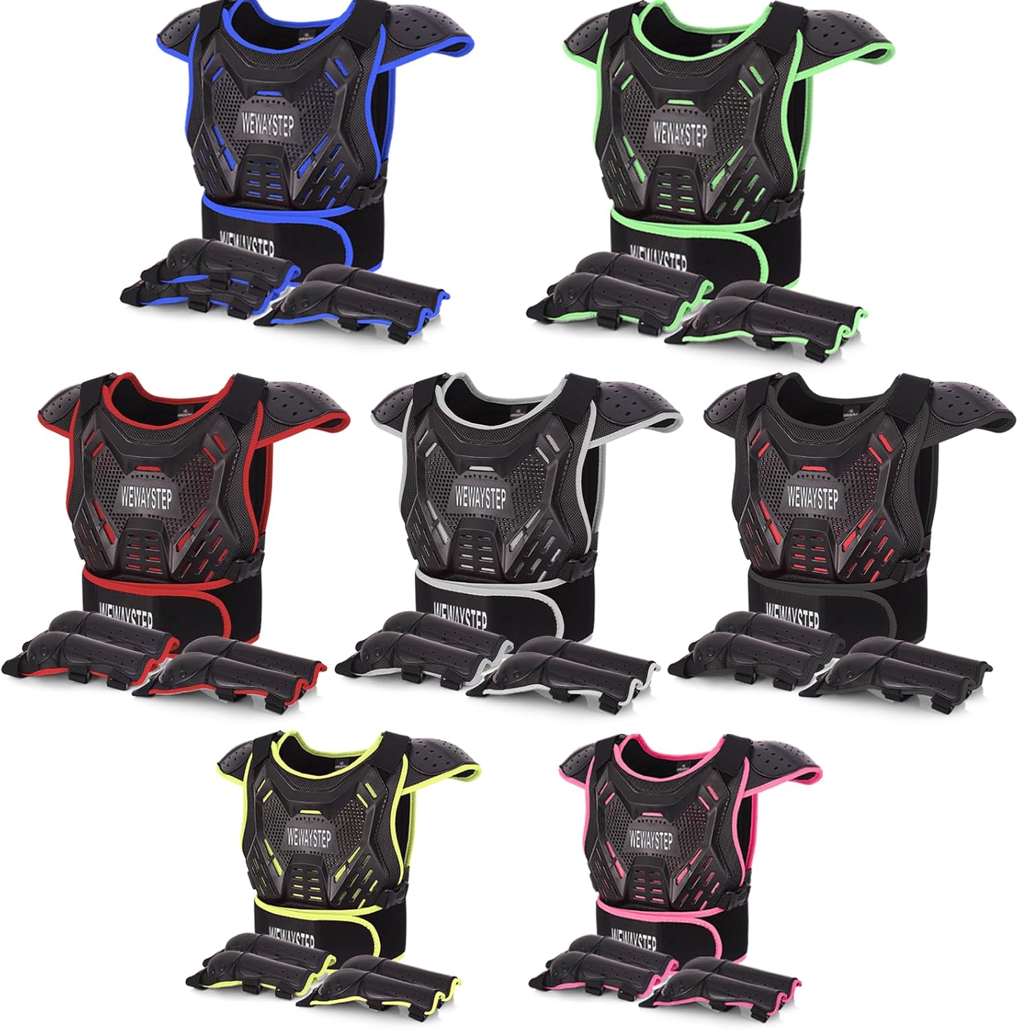 Armadura de motocicleta para niños, protector de pecho para niños, equipo de protección de motocicleta, chaleco de armadura corporal, rodilleras,