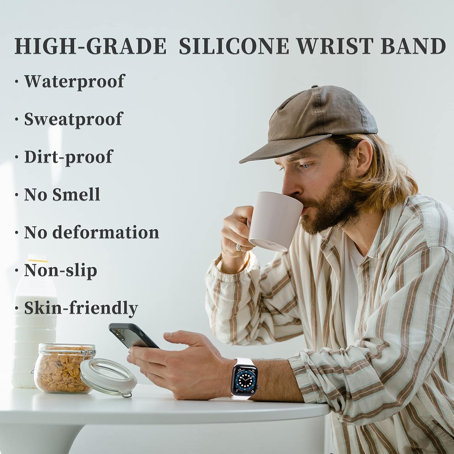 Correas mejoradas compatibles con Apple Watch Band de 1.496in, 1.575in, 1.614in, correa de reloj deportiva de repuesto de silicona suave para iWatch