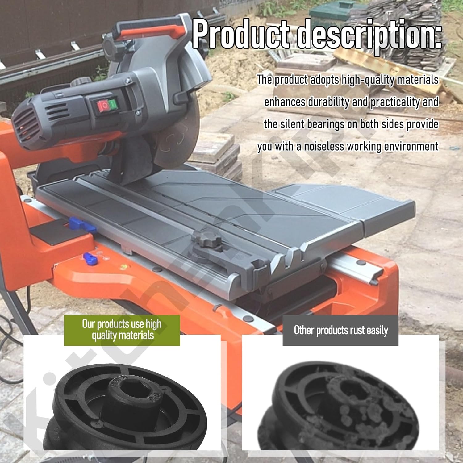 305784005 305784001 – Ensamblaje de rodillo de sierra para azulejos compatible con Ridgid DT180EVO, se adapta a modelos de sierra de azulejos de 7