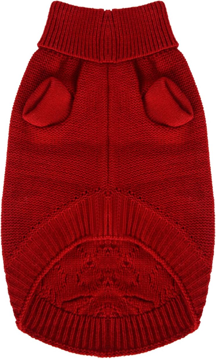 MengMengDa, Suéter para perro, ropa de punto trenzado, cuello alto clásico, ropa cálida y suave para chihuahua, bulldog, perro salchicha, pug,