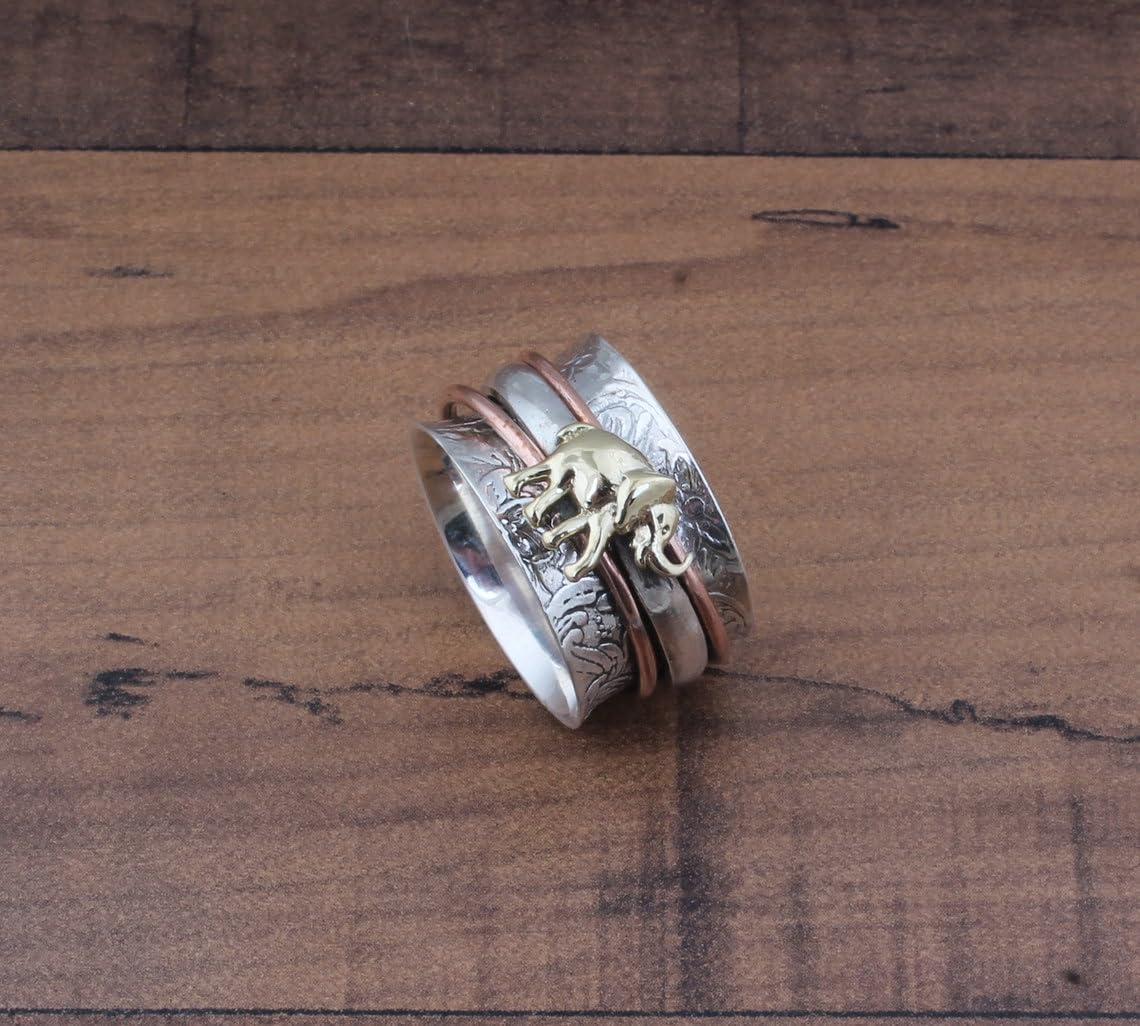 Elephant Spinner Ring, Fidget Anxiety Ring, Sterling Silver Ring Women, Meditation Spinner Ring, Elephant Band Ring, Boho Jewelry For Gift