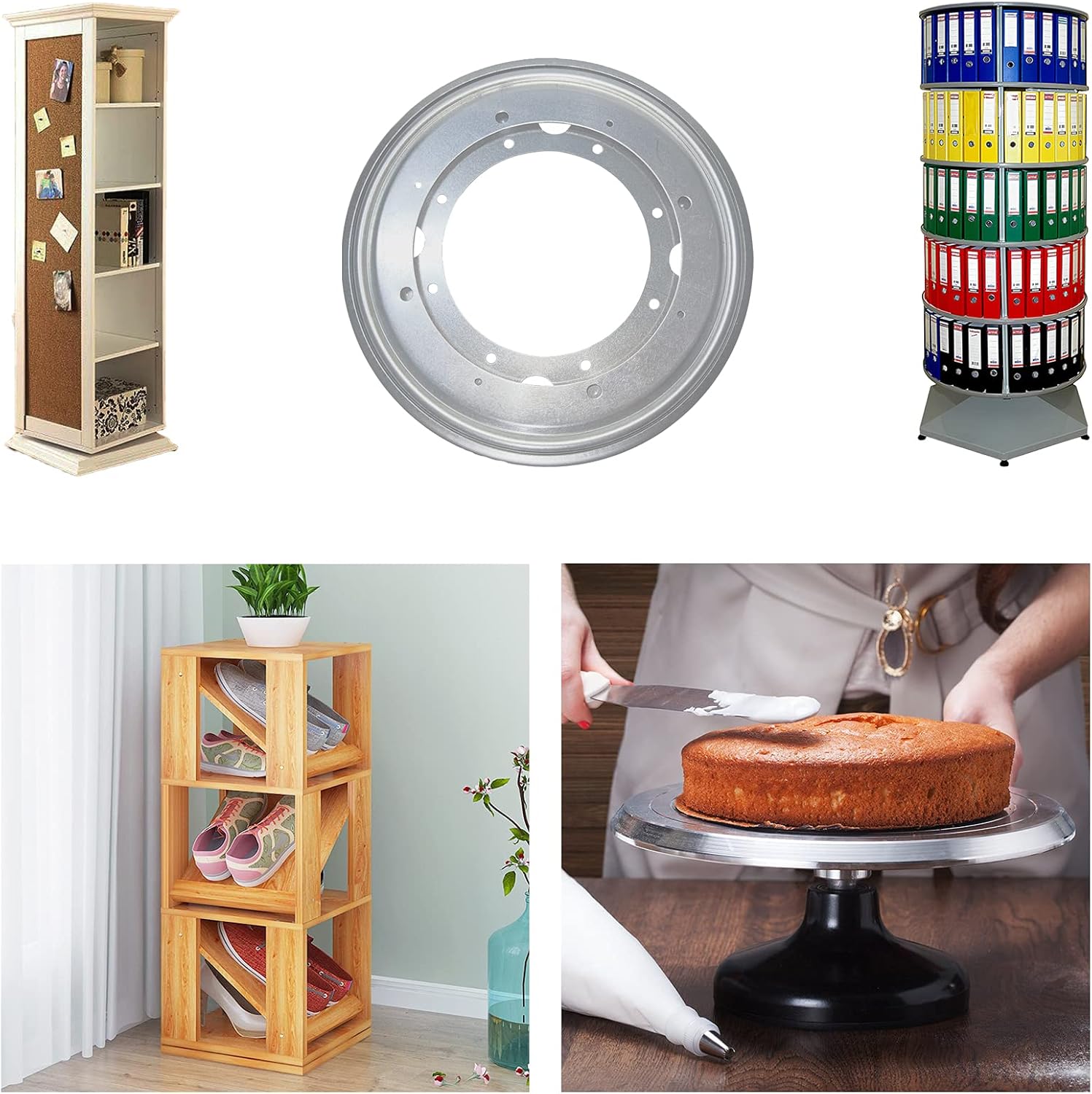 Lazy Susan Hardware – Juego de 2 rodamientos giratorios de 9 pulgadas de grosor, capacidad de carga de 750 libras, base giratoria para mesa