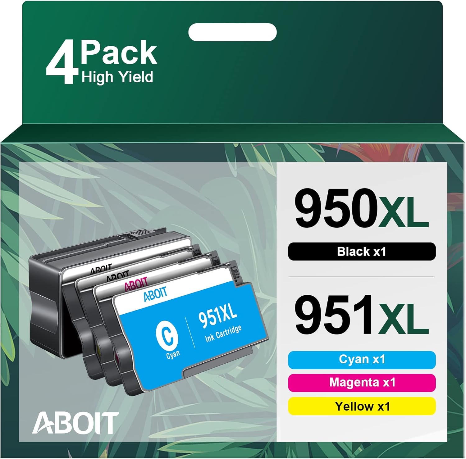 aboit Cartucho de tinta de repuesto compatible para HP 950XL 951XL Combo, cian, magenta, amarillo, negro, paquete de 4
