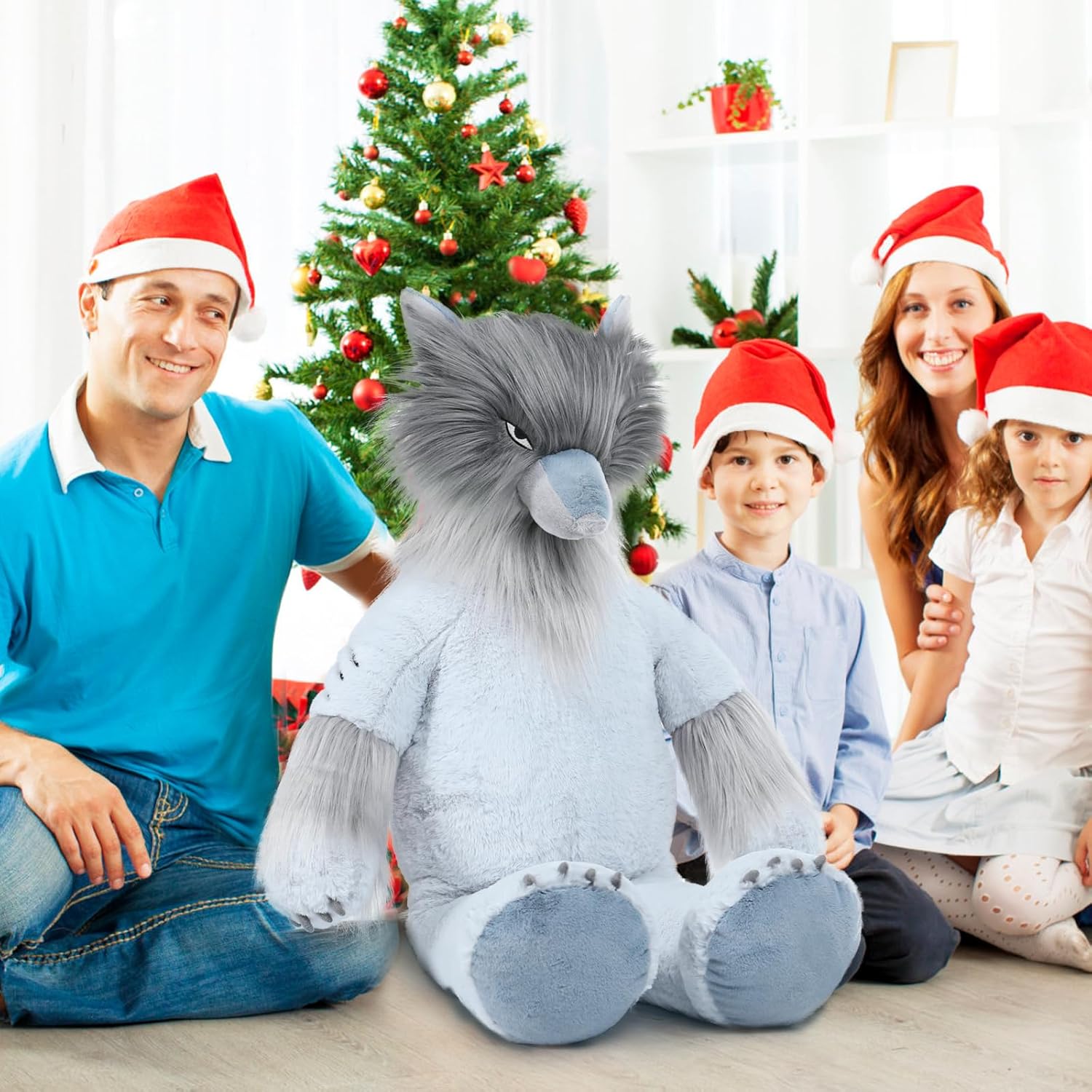 MorisMos Peluche de lobo gigante, juguete de peluche grande de lobo de 36 pulgadas, regalos para niños en Navidad