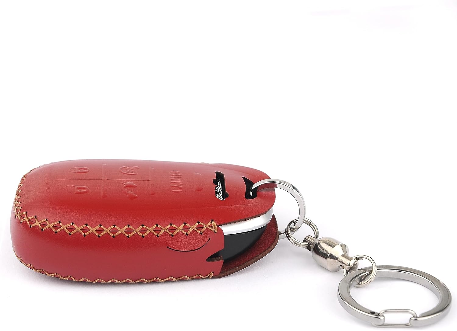 Funda para llavero de piel italiana auténtica a prueba de huellas dactilares compatible con Alfa Romeo Giulia Stelvio 4C Spider