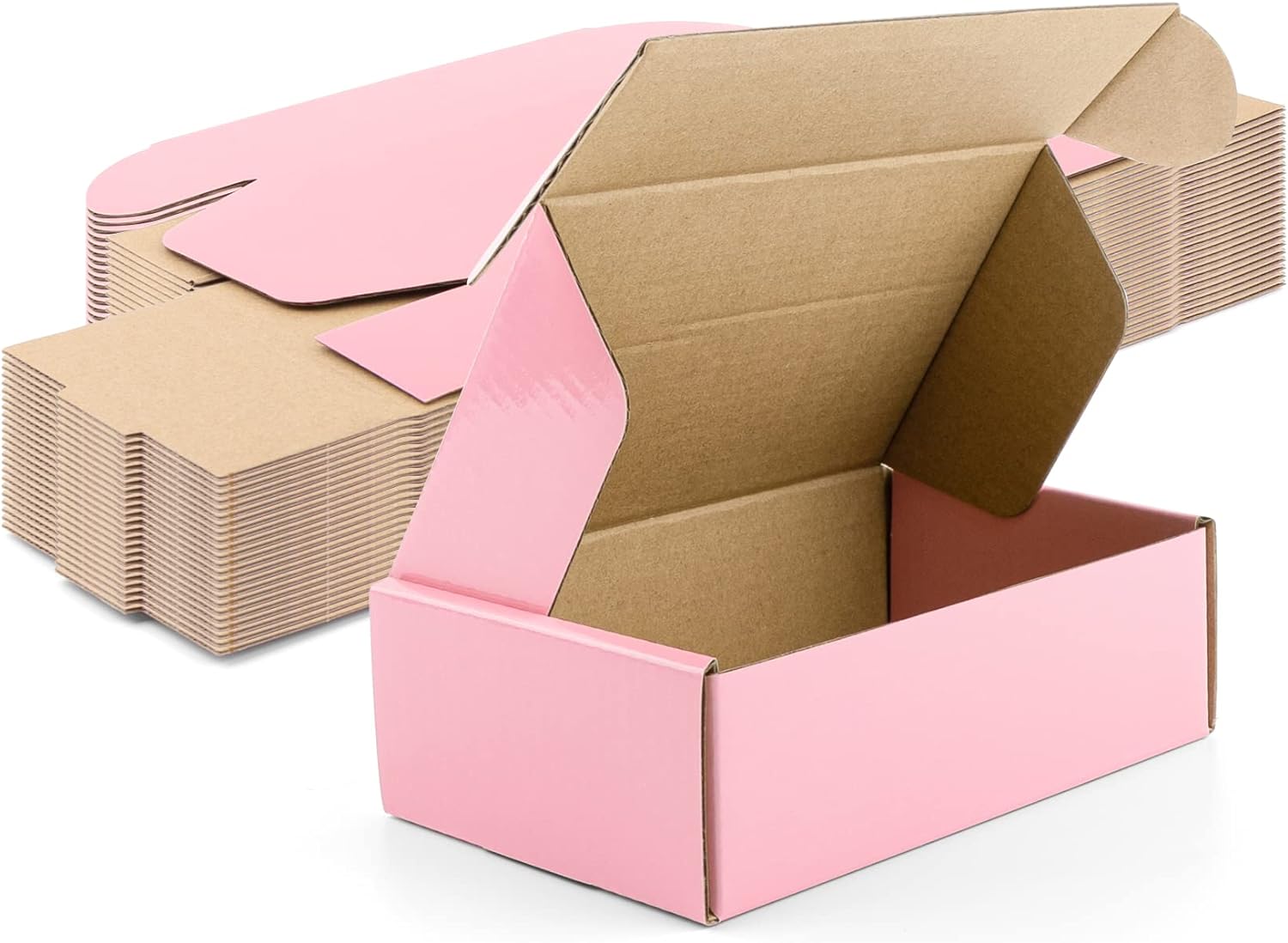 Golden State Art, Cajas de envío rosadas de 6 x 4 x 2, paquete de 26 cajas pequeñas de cartón corrugado para envío, embalaje, regalos de manualidades