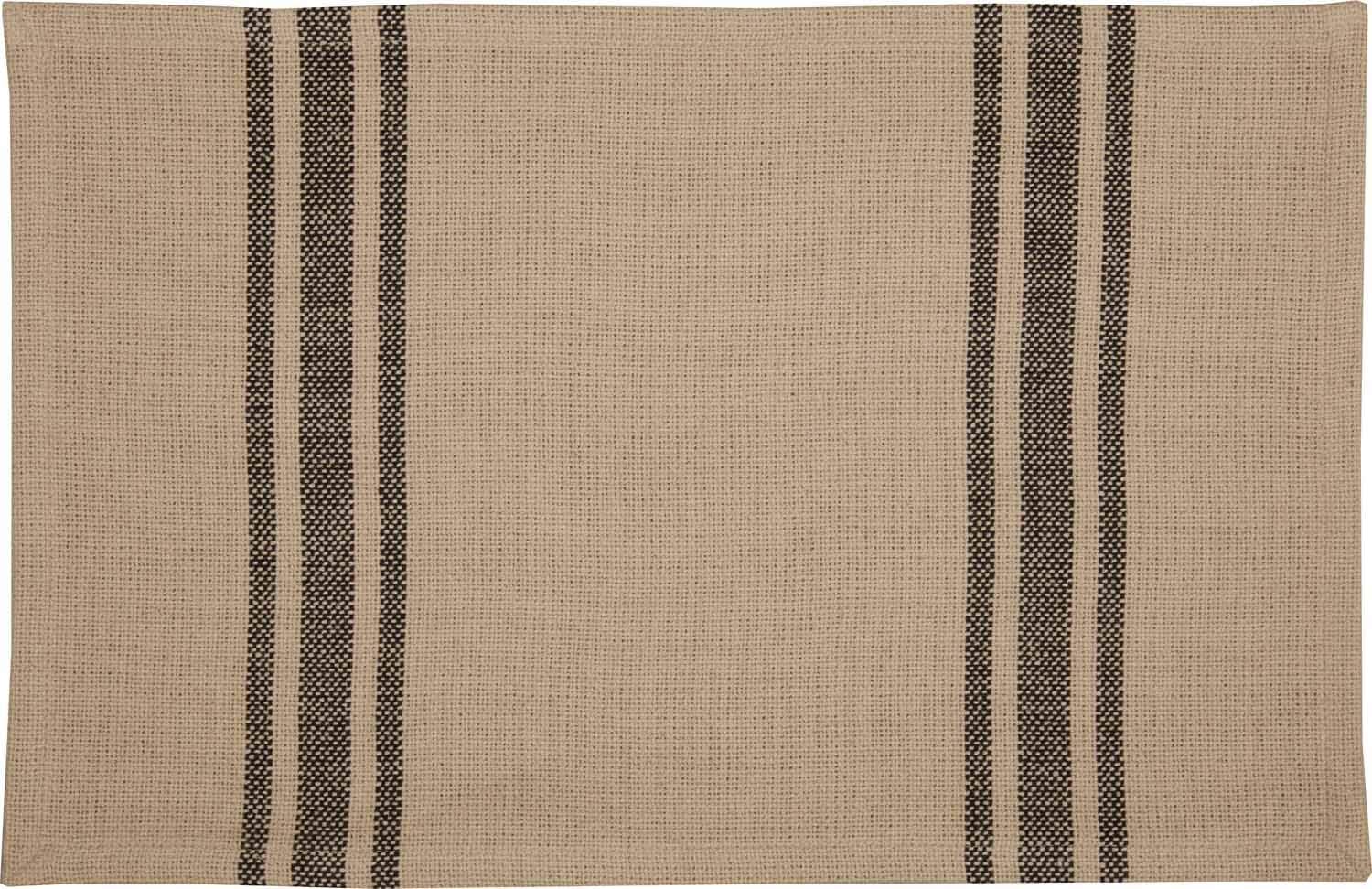 Mill House – Juego de 4 manteles individuales de tela a rayas, color negro a rayas, color beige y negro