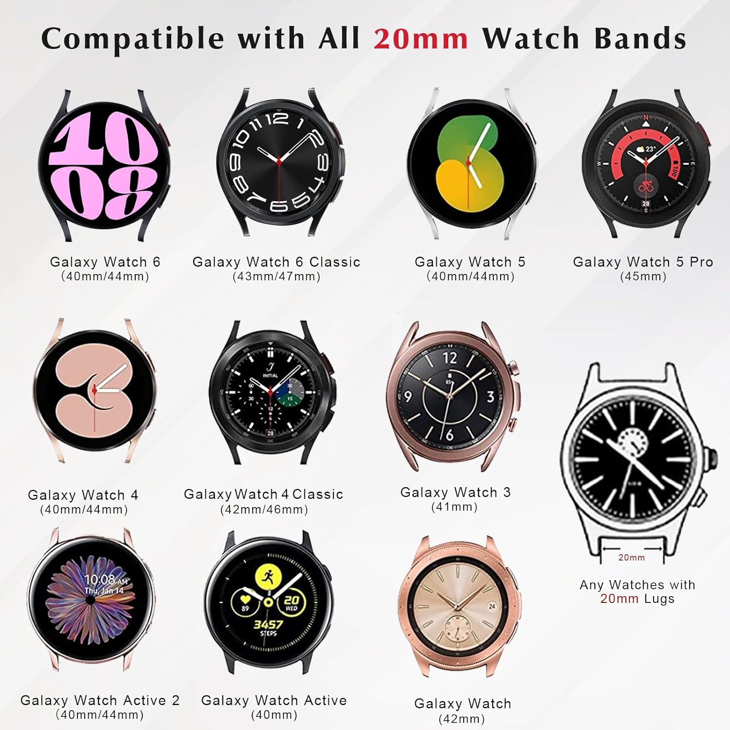 Paquete de 2 correas Alpine Loop compatibles con Samsung Galaxy Watch 6 Band6 ClassicGalaxy Watch 55 ProGalaxy Watch 44 ClassicActive 2, correa