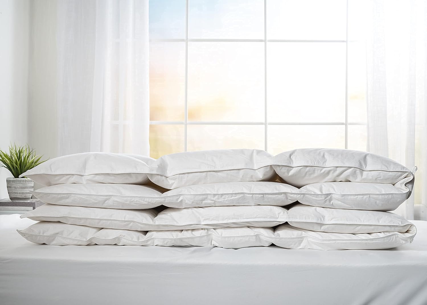 ComfyDown Edredón blanco de plumón de ganso, fabricado en Estados Unidos, funda de edredón 100% algodón egipcio de 400 hilos, 650+ potencia de