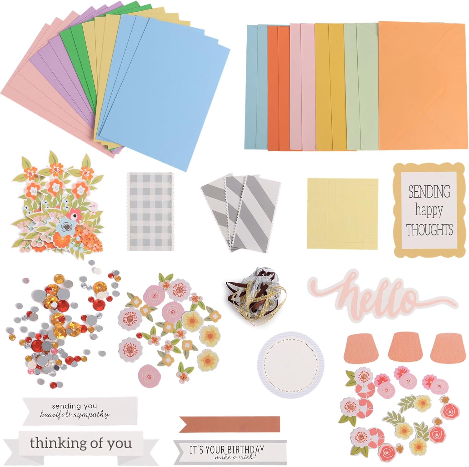 Kit de tarjetas de felicitación de papel, juego de tarjetas de felicitación caseras, kit de material para hacer tarjetas caseras, 15 tarjetas de