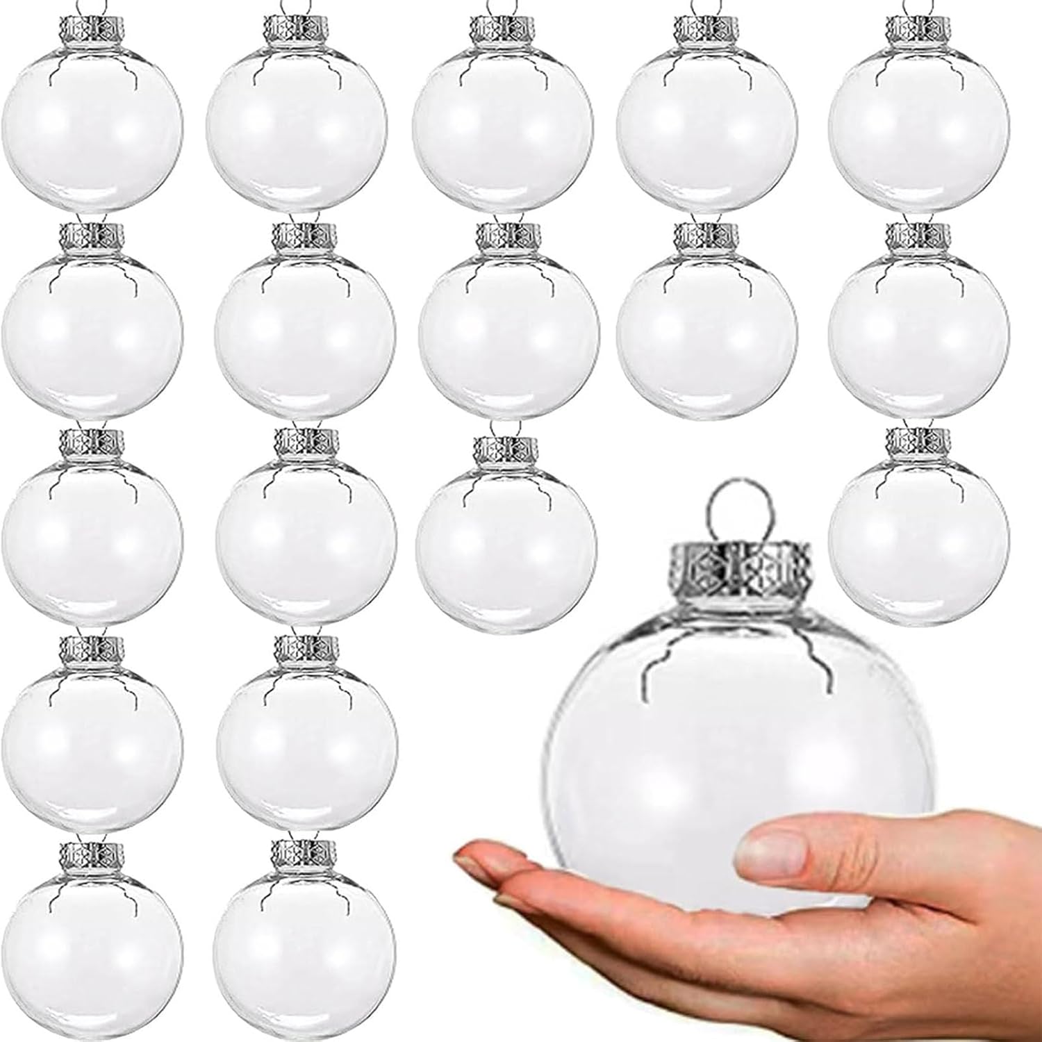 Xugenxes 18 bolas decorativas recargables de plástico transparente, 2.36 pulgadas, accesorios de Navidad para decoración de casa, fiesta, boda,