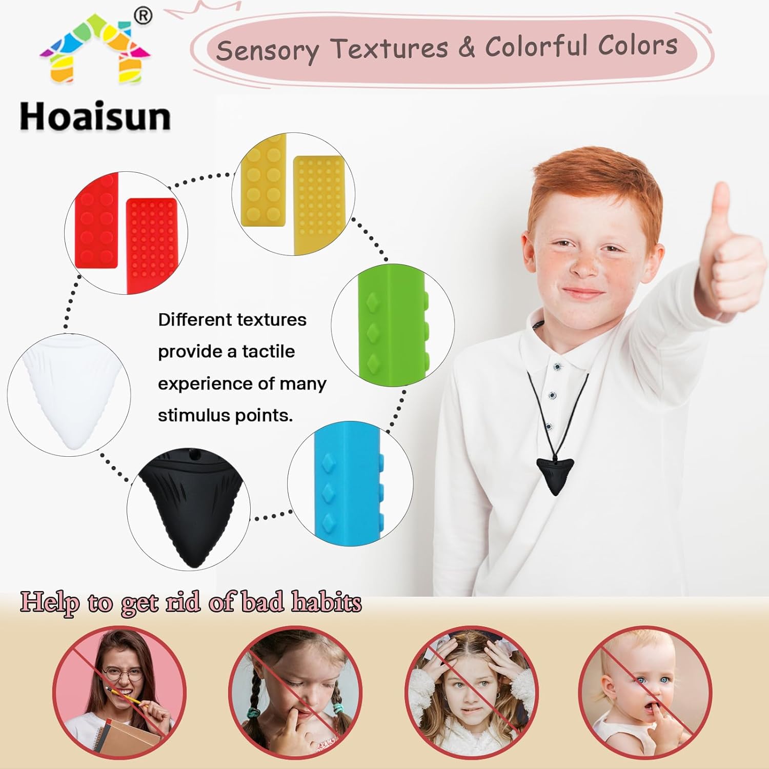Collares masticables para niños sensoriales, paquete de 6 collares masticables para niños y niñas sensoriales con autismo, TDAH, SPD, masticación,