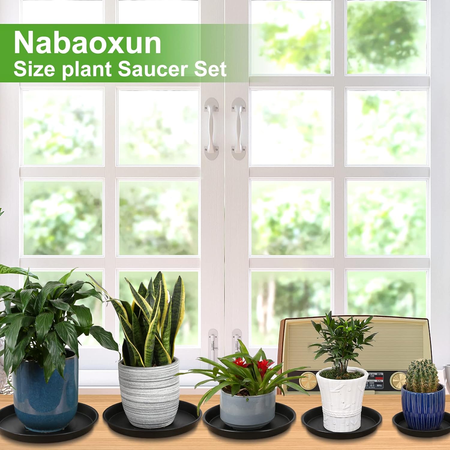 Paquete de 8 platillos de plástico para plantas de 10 pulgadas, 12 pulgadas, 14 pulgadas, 15 pulgadas, bandejas de goteo para plantas de interior y