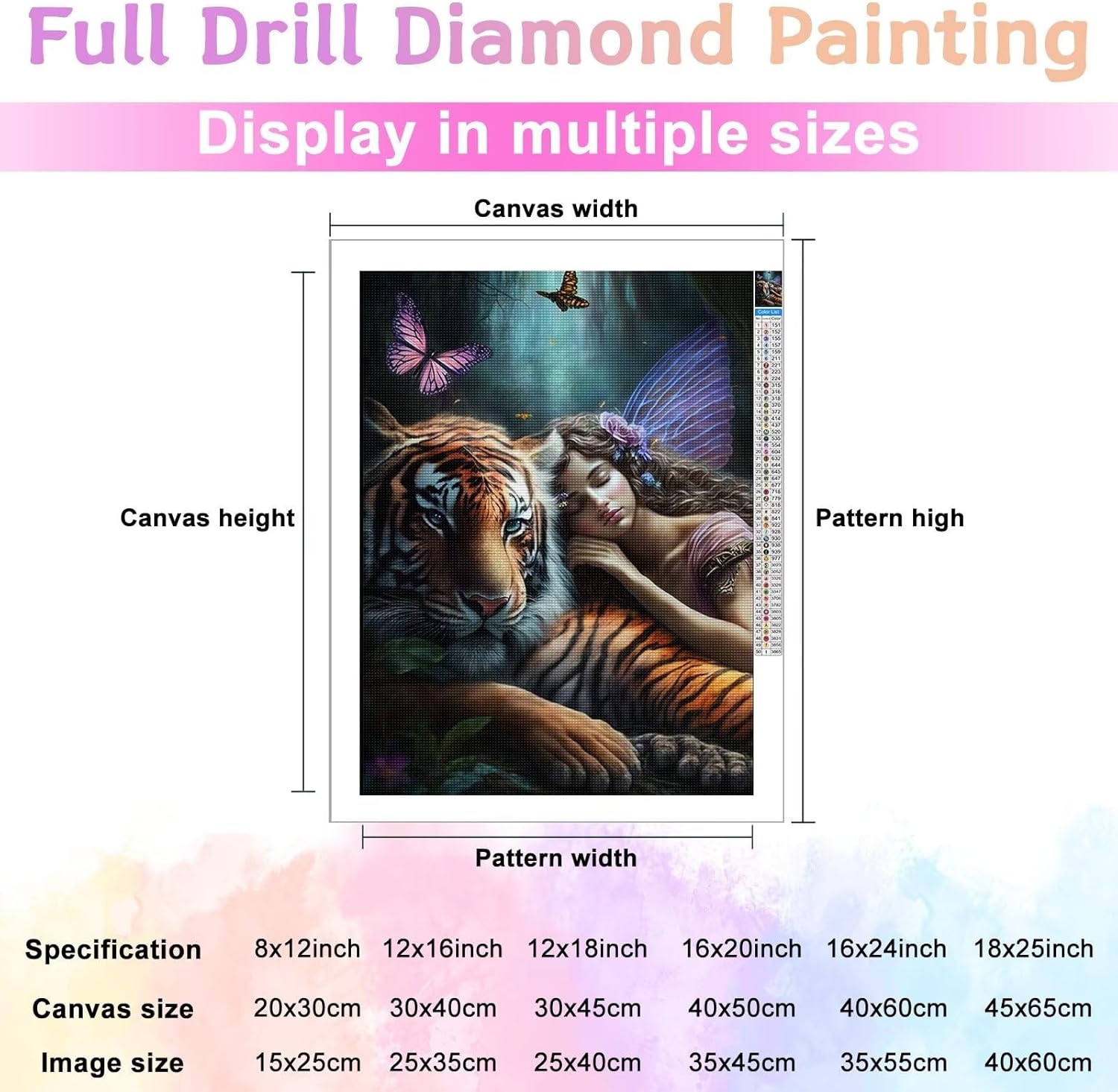 CoHraeu Kits de pintura de diamantes de ángel y tigre 5D para adultos, animales y bellezas, kits de arte de diamantes para adultos, kits de arte de