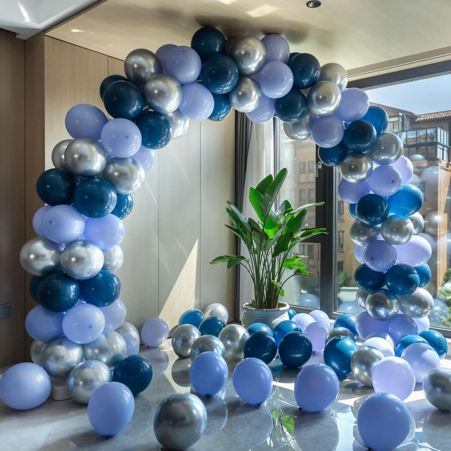 70 globos plateados metálicos, globos de látex plateado cromado de 12 pulgadas, arco de guirnalda para cumpleaños, baby shower, boda, San Valentín,