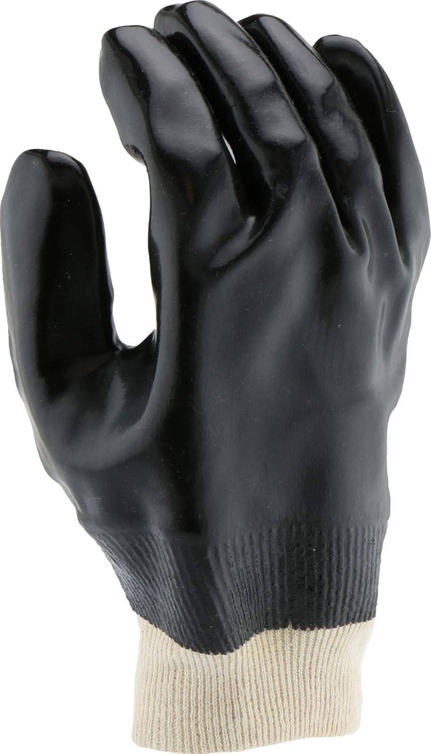 West Chester 12000 – Guantes con forro entrelazado y revestimiento de PVC, grandes, guantes de trabajo con muñeca de punto, forro de algodón suave,