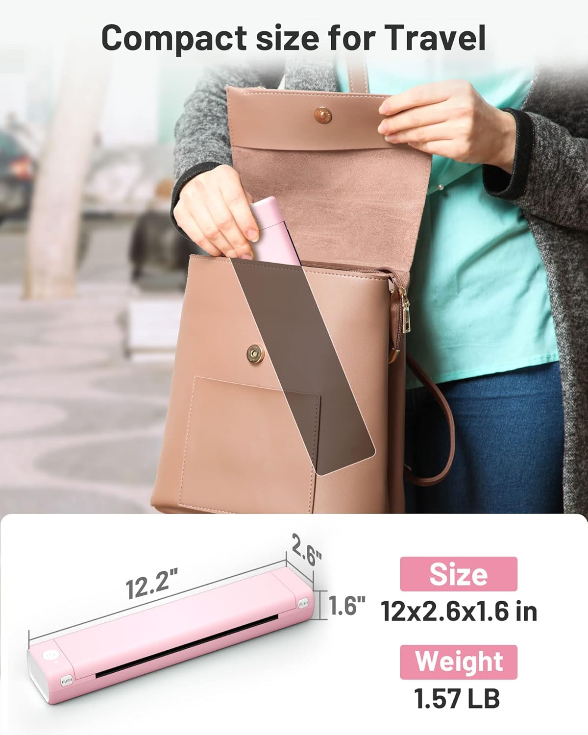 Itari Impresora de transferencia térmica P831, impresoras portátiles inalámbricas para viajes, M08F térmica portátil Bluetooth tatuaje