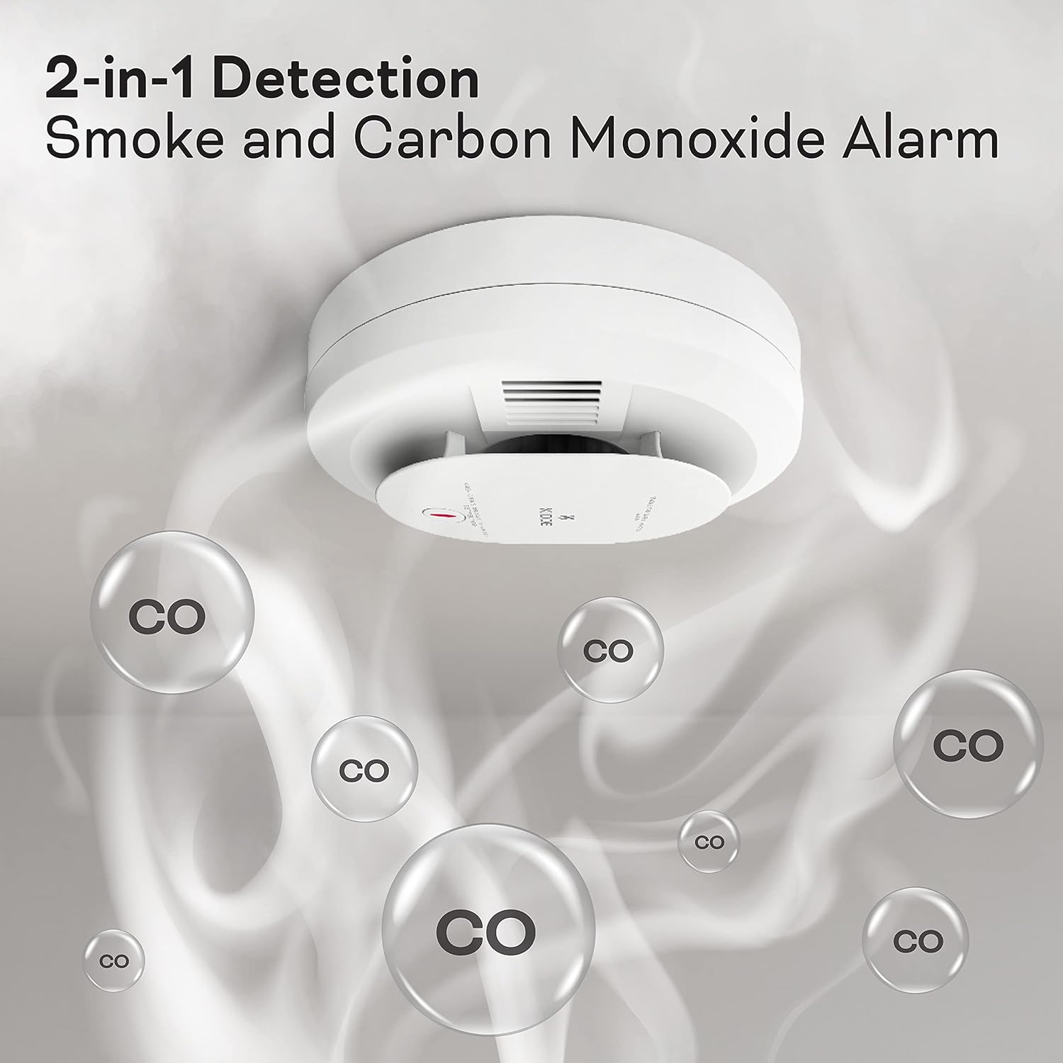 Kidde Detector de humo, batería de 10 años, indicadores LED, alerta de reemplazo, botón de reinicio de prueba y detector de humo y monóxido de