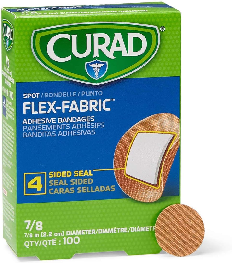 Curad Flex – Vendajes adhesivos de tela, el diámetro del vendaje es de 78 pies (caja de 100)