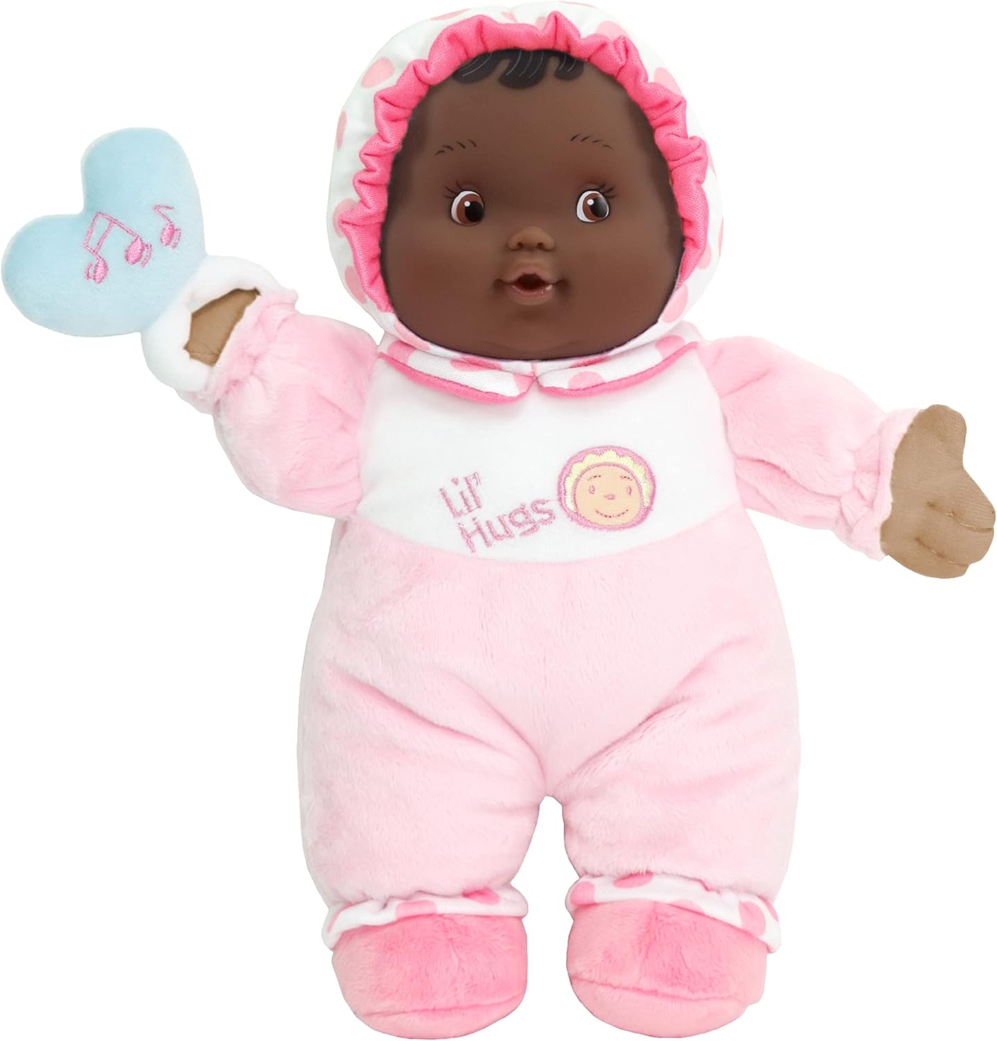 JC Toys Lil’ Hugs – Cuerpo suave rosa afroamericano, tu primera muñeca bebé, diseñada por Berenguer, a partir de 0 años