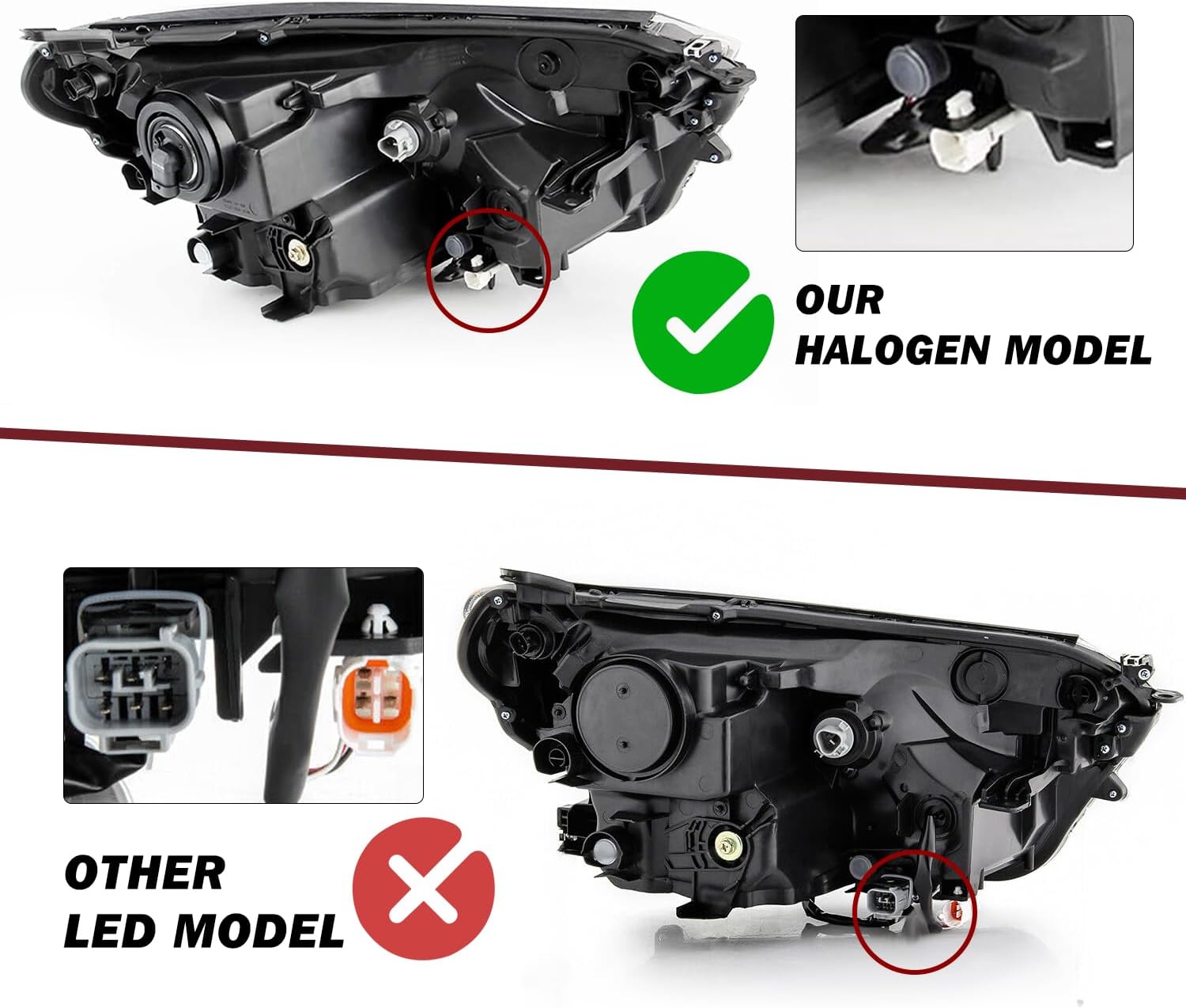 JSBOYAT Reemplazo del conjunto de faros delanteros de proyector para Toyota RAV4 2016-2018, no compatible con modelo LED, carcasa negra del lado del