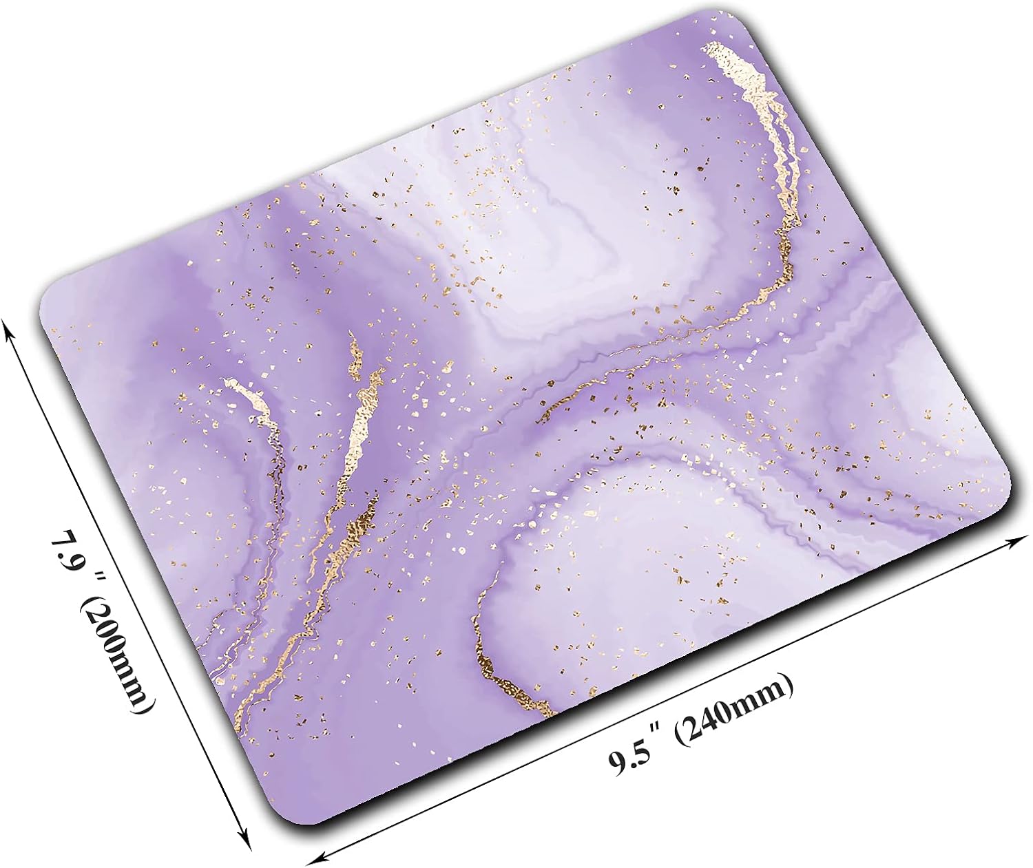 Alfombrilla de mouse de mármol con salpicaduras doradas, alfombrilla de mouse de mármol con textura morada para diseño, base de goma antideslizante,