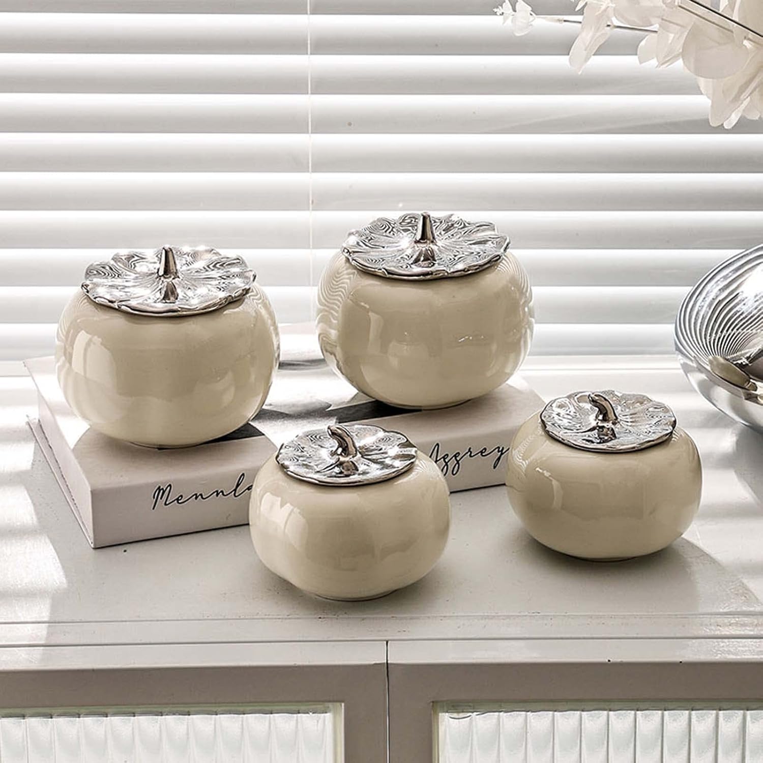 Tarro de cerámica con tapa, despensa blanca para encimera de cocina, tarro de almacenamiento de estilo nórdico para aperitivos, granos de café,