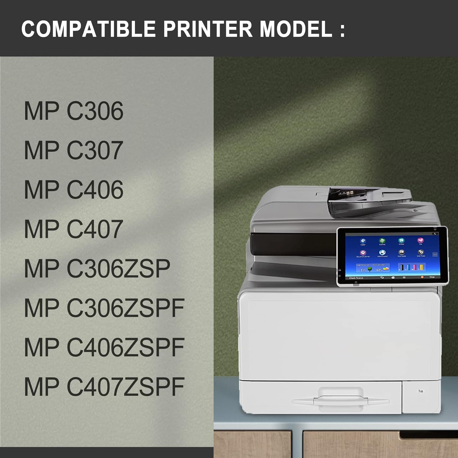 MP C406 – Cartucho de tóner compatible con MP C406 842091 (hasta 17.000 páginas), repuesto para Ricoh MP C306 C307 C406 C407 C306ZSP C306ZSP