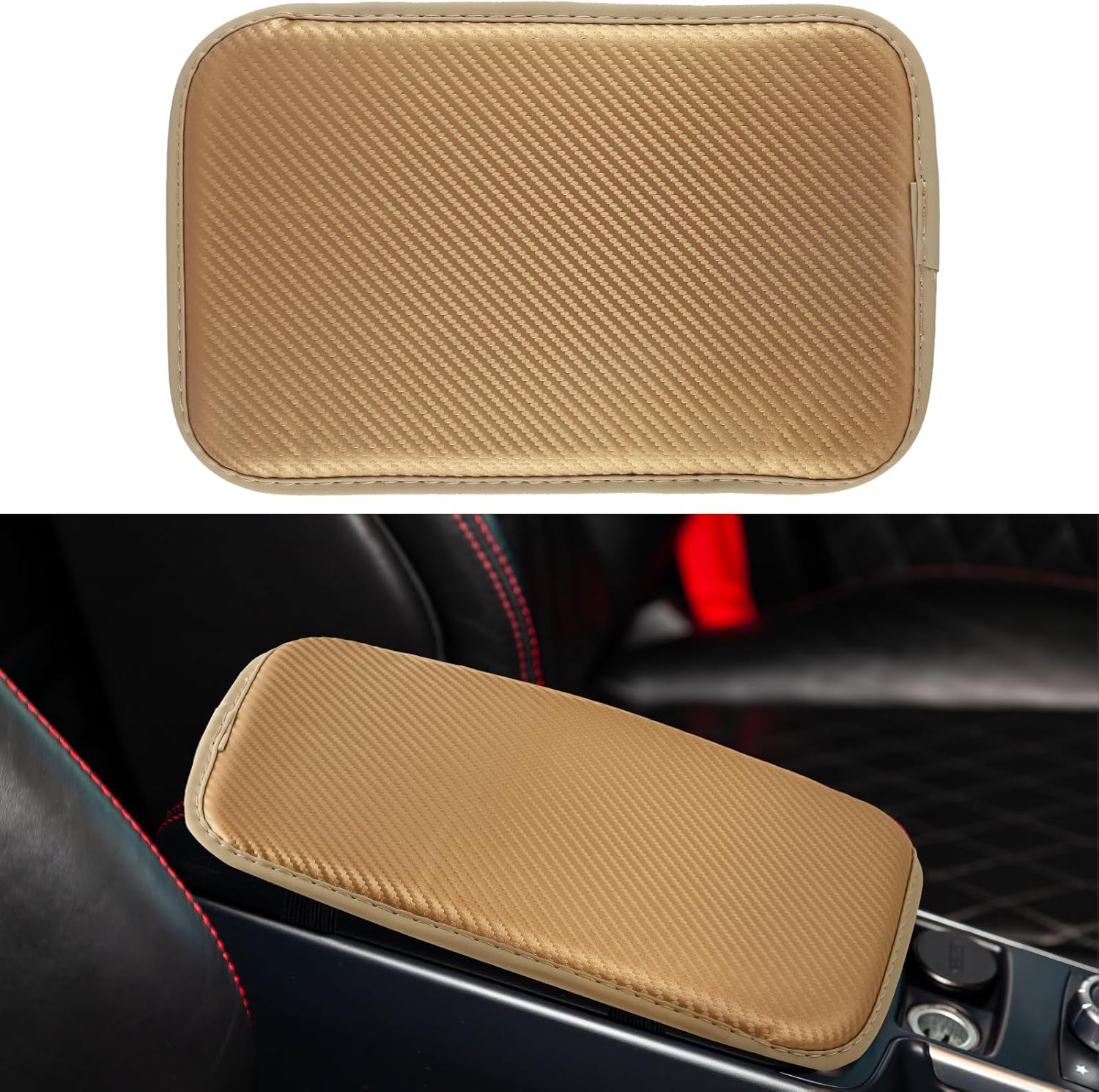 Amiss Almohadilla para consola central de automóvil, funda universal impermeable para caja de asiento de reposabrazos de automóvil, accesorios para