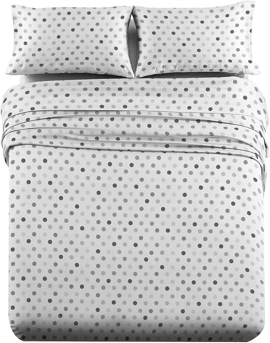 Royal Tradition Juego de sábanas de franela pesada, 100% algodón, tamaño individual extra largo XL, 3 piezas, estampado de lunares, 6.00 ozm