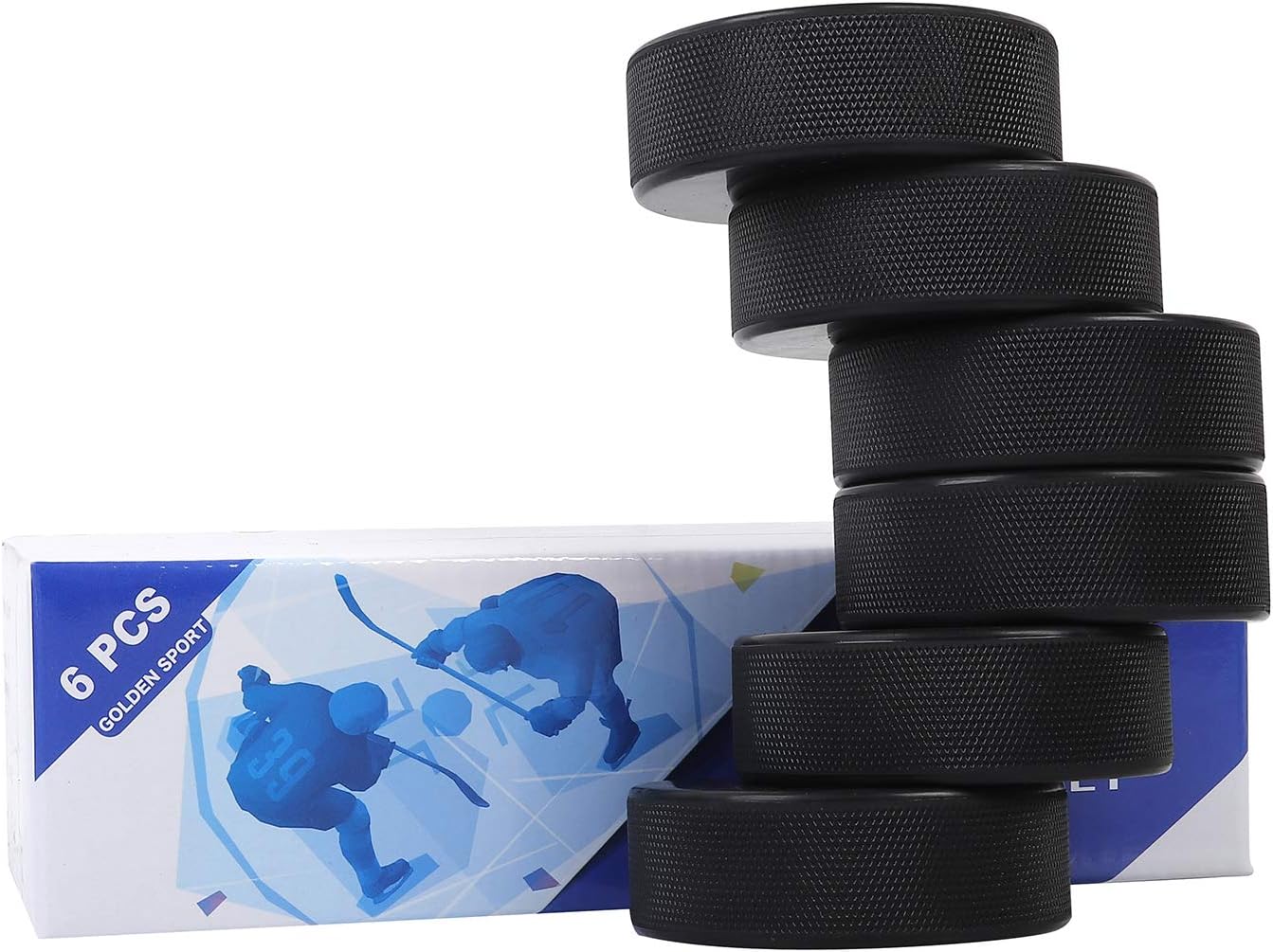 Golden Sport Discos de hockey sobre hielo, reglamento oficial, para práctica y entrenamiento clásico, diámetro 3 pulgadas, grosor de 1 pulgada, 6