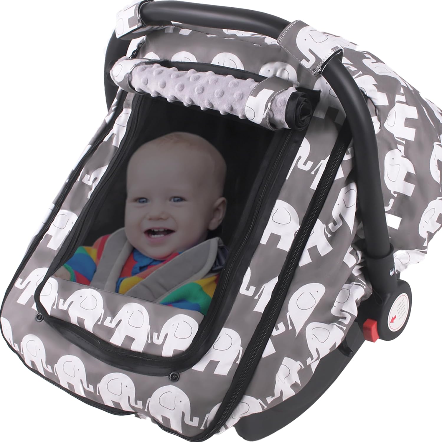 Car Seat Covers for Babies,Baby Car Seat Cover & Breathable Mesh Window,Infant Carseat Cover Windproof for Boys Girls,Newborn Shower Gift,Baby