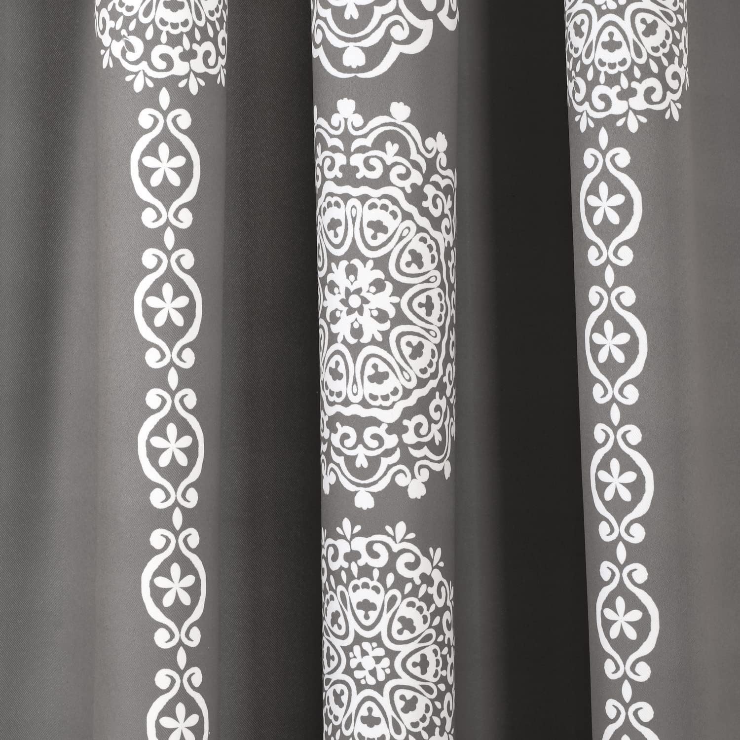 Lush Decor Cortinas de medallón a rayas de tela mandala bohemio damasco impresión filtro de luz para ventana, sala de estar, comedor, dormitorio