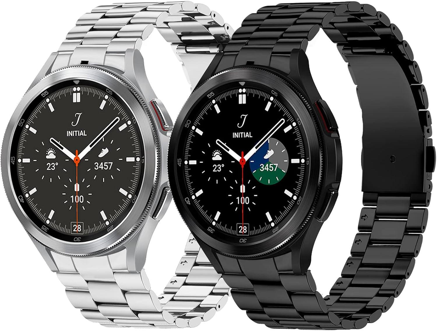 KOREDA Correas de metal sin brechas compatibles con Samsung Galaxy Watch 6 5 4 1.575 in 1.732 in, Galaxy Watch 5 Pro Band 1.772 inWatch 6 4 Classic