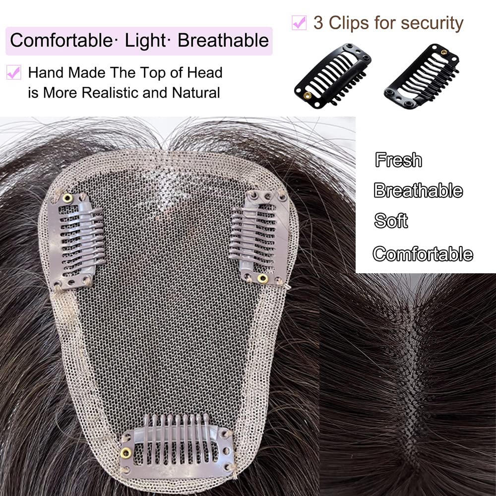 Toppers para el cabello para mujer, cabello humano real, pequeñas piezas de cabello con clip para mujeres con cobertura de pérdida de cabello,