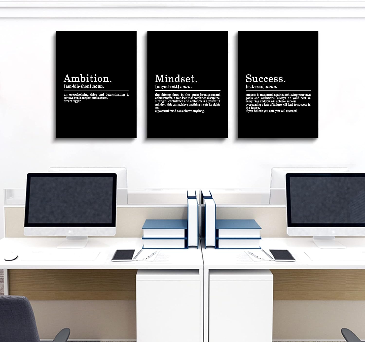 Arte de pared EPHANY ART – Lienzo inspirador, impresiones de citas sobre mentalidad, éxito y ambición, arte de pared grande y negro, motivacional,