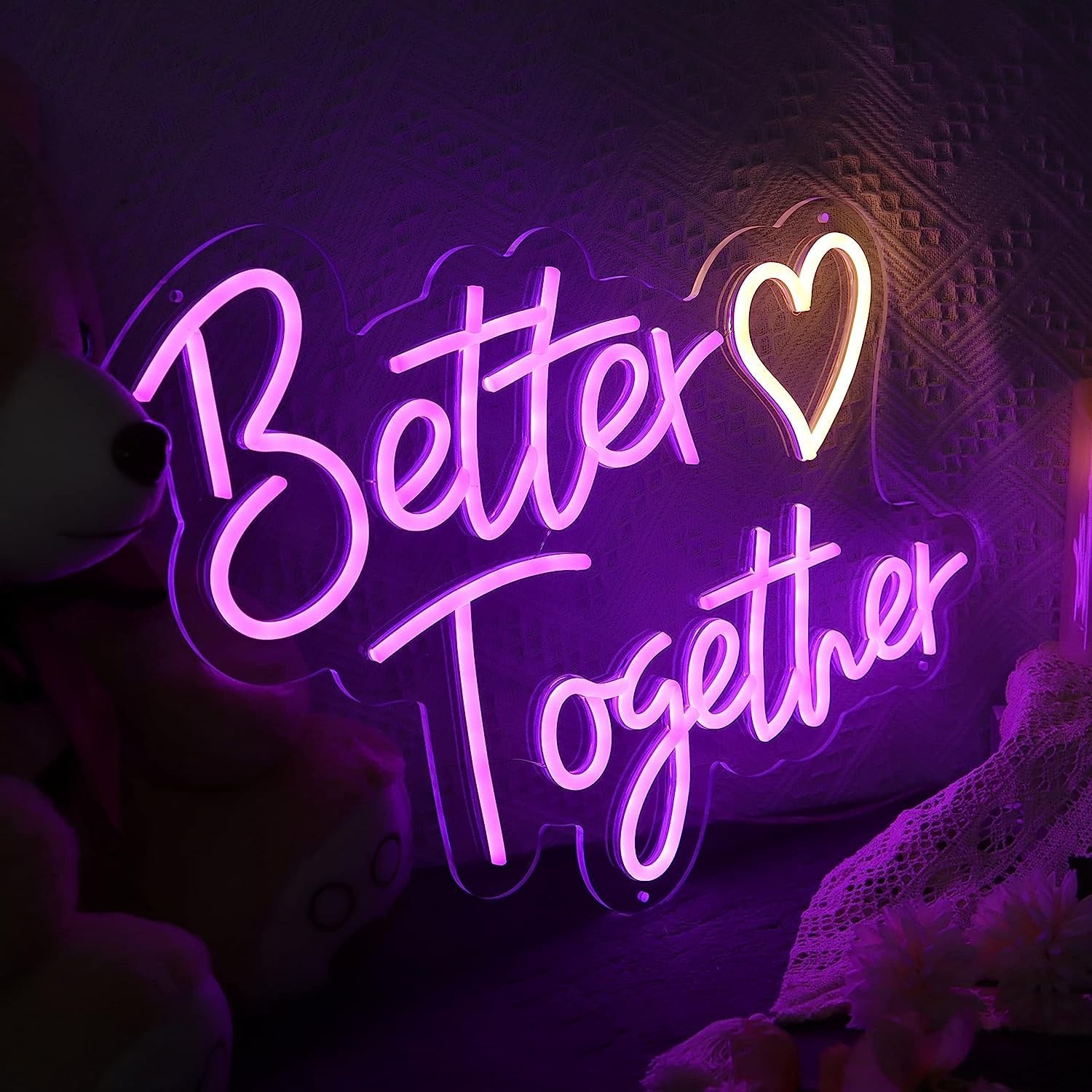 Letrero de neón con texto en inglés Better Togethers de Better Together, letras de neón para decoración de pared, dormitorio, decoración del hogar,