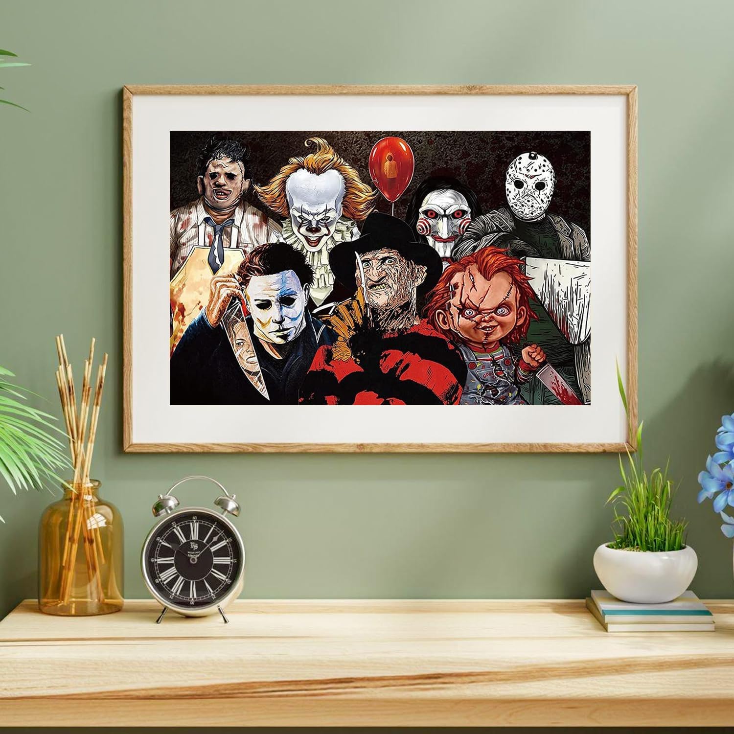 Pintura de terror grande por números para adultos, kits de pintura acrílica de Halloween para adultos por números sobre lienzo, 16 x 24 pulgadas,