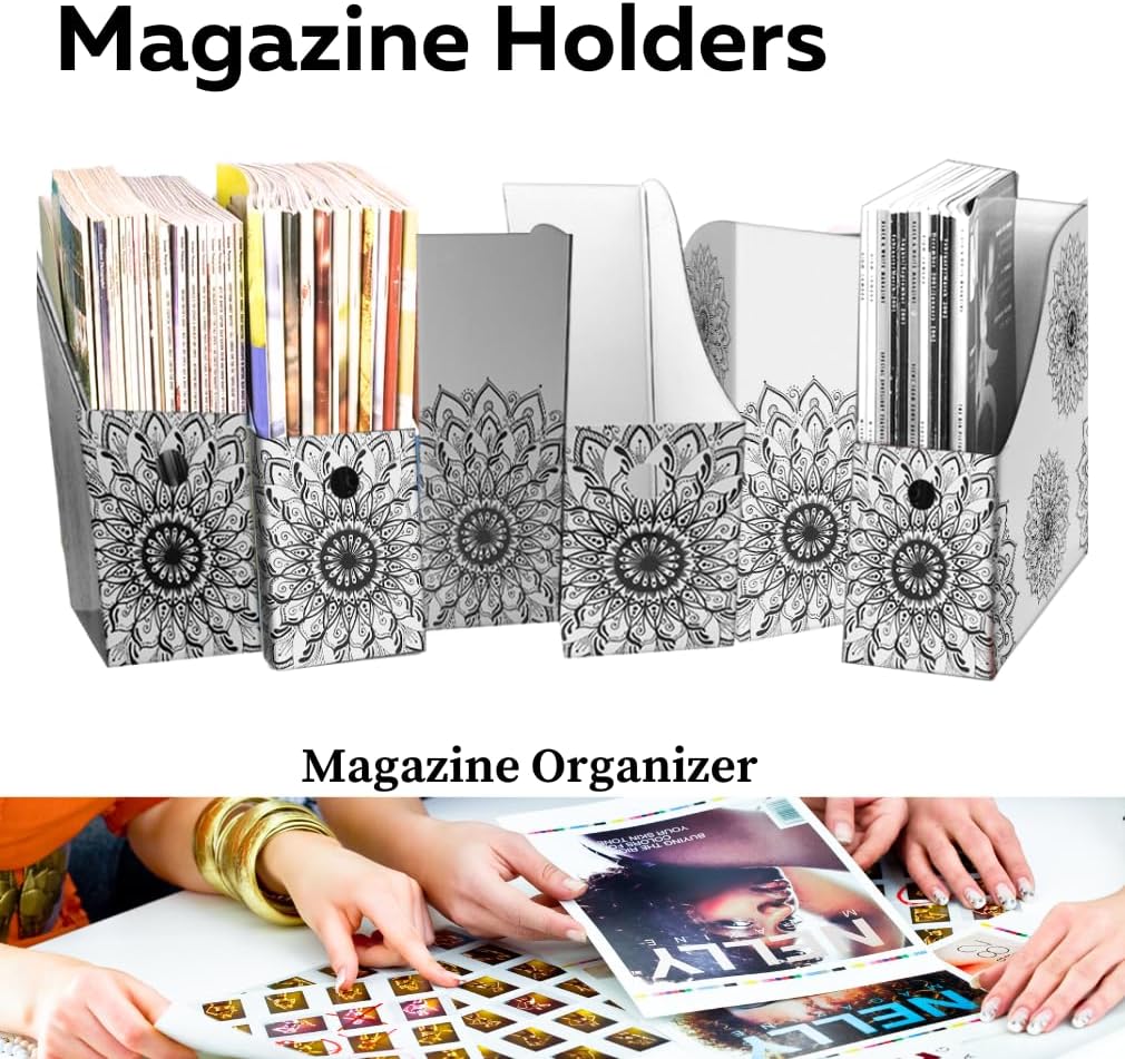 Evelots Organizador de archivos para revistas (paquete de 12) Mandala con etiquetas