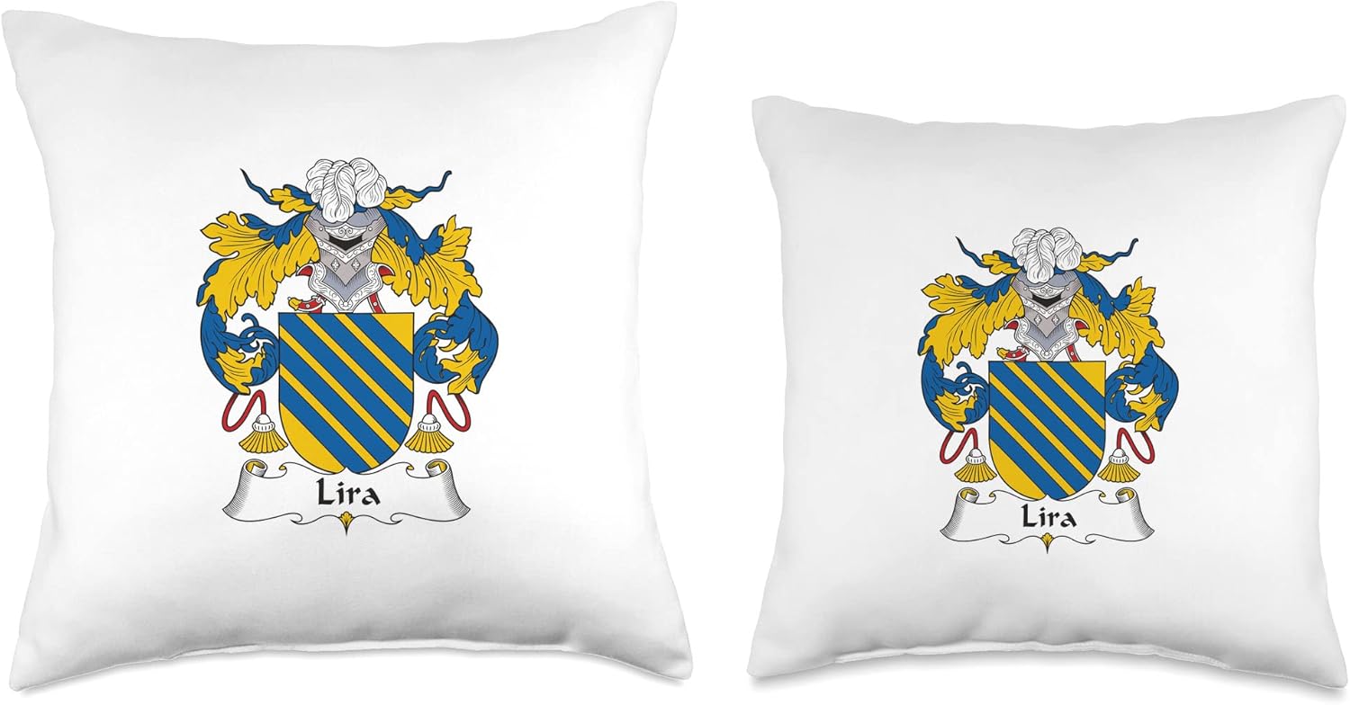Lira – Almohada con escudo familiar, 16 x 16 pulgadas, multicolor