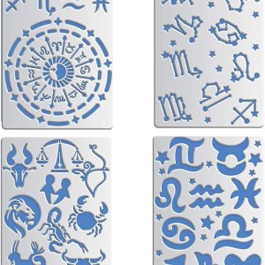 BENECREAT 4 plantillas de metal de constelaciones mixtas de 4 x 7 pulgadas, símbolos de glifos del zodiaco, plantillas de brújula vikinga para BENECREAT 4 plantillas de metal de constelaciones mixtas de 4 x 7 pulgadas, símbolos de glifos del zodiaco, plantillas de brújula vikinga para