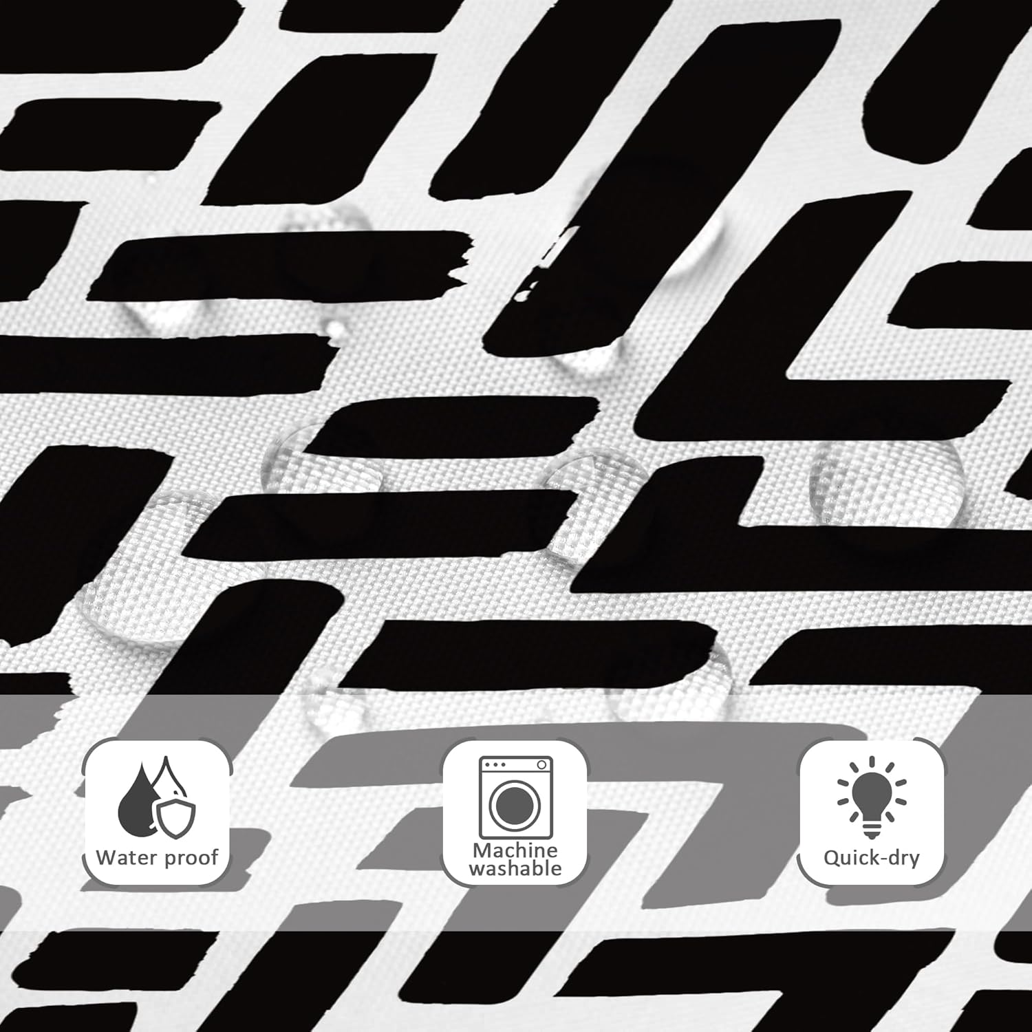 Riyidecor Cortina de ducha abstracta en blanco y negro, bohemio, bohemio, moderno, minimalista, geométrico, 36 pulgadas de ancho x 72 pulgadas de