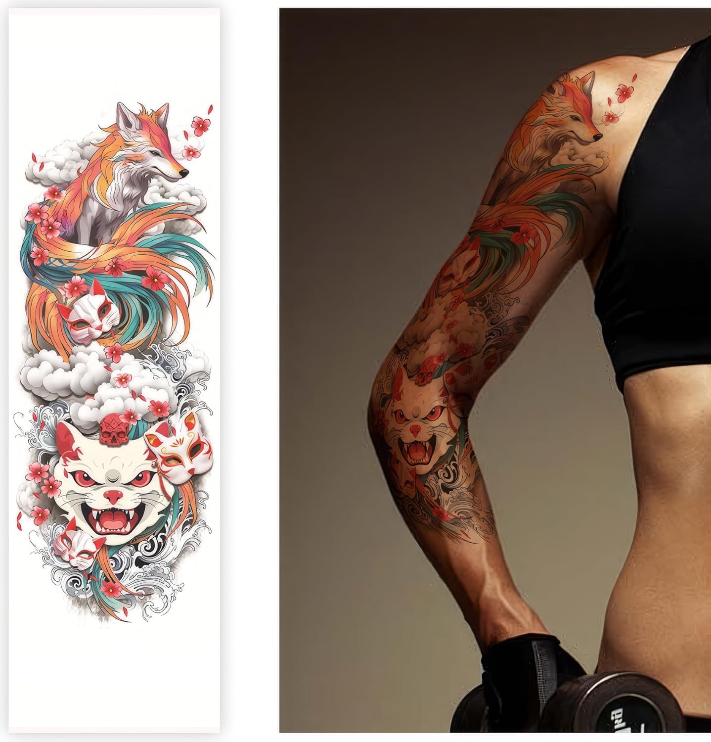 NaNzu Tatuajes temporales de manga completa para mujer, impermeable y de larga duración, diseño de tatuajes de manga completa