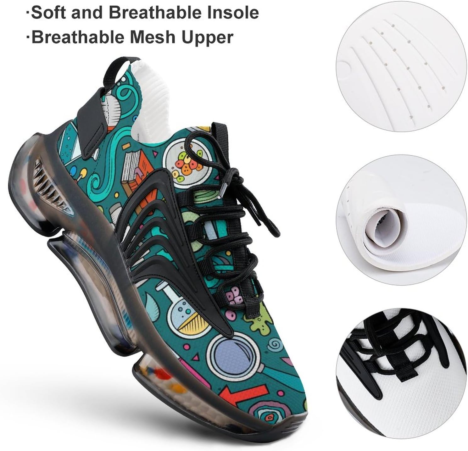 Physics Biochemistry Science Men’s Running Shoes Fashion Walking Sneakers Lightweight Casual Sports Shoes for Women