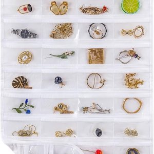 Bloss Organizador de joyas colgante con 80 bolsillos de doble tamaño para almacenamiento de joyas para almacenamiento de pendientes de joyería, Bloss Organizador de joyas colgante con 80 bolsillos de doble tamaño para almacenamiento de joyas para almacenamiento de pendientes de joyería,