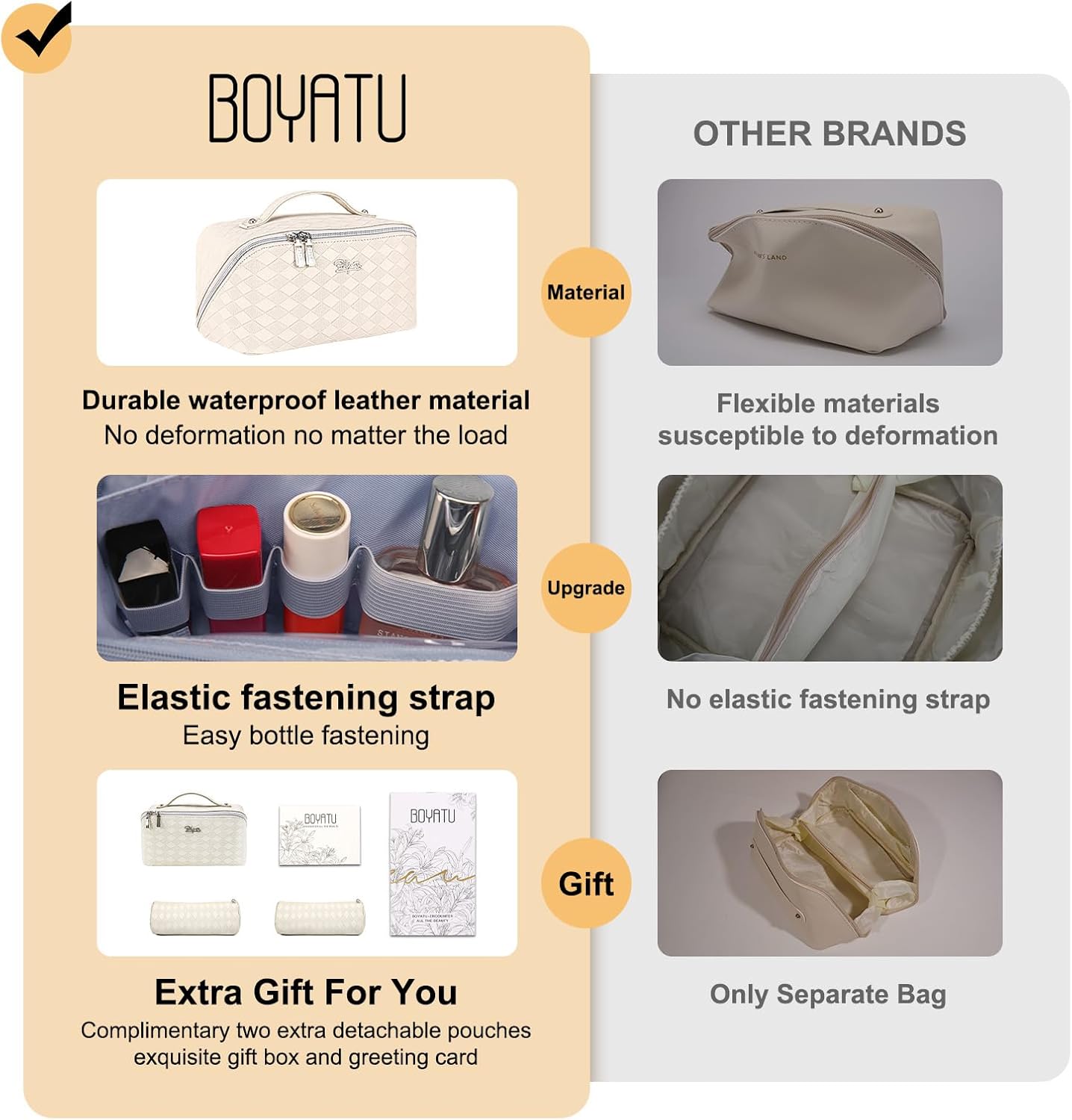Bolsa de maquillaje organizadora de viaje para cosméticos juego de 3 bolsas de aseo de gran capacidad para mujeres, bolsa de maquillaje portátil con