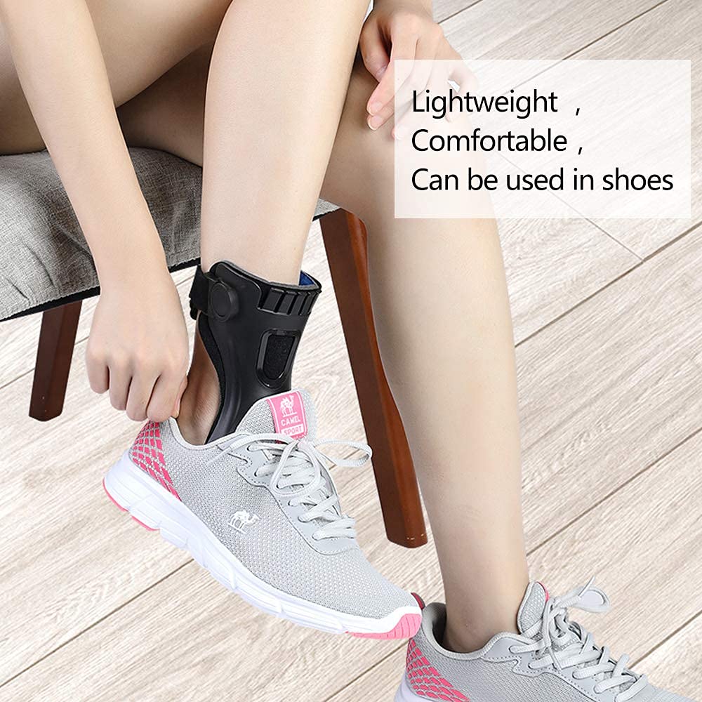 Soporte de tobillo ortopédico AFO AFOs con cómoda bolsa de aire inflable para hemiplejía, zapatos para caminar (pie izquierdo, mediano)